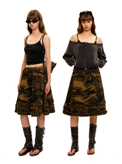Camo Multi Layer Lace A Line Skirt【s0000017913】