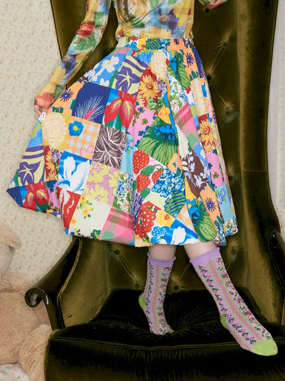Patchwork Floral Print Skirt【s0000014148】