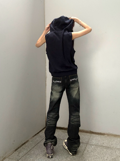 Yellow Washed Distressed Stacked Jeans【s0000018257】