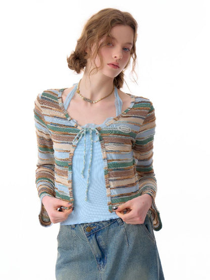 Stripe Long Sleeve Sunscreen Knitted Cardigan【s0000011683】