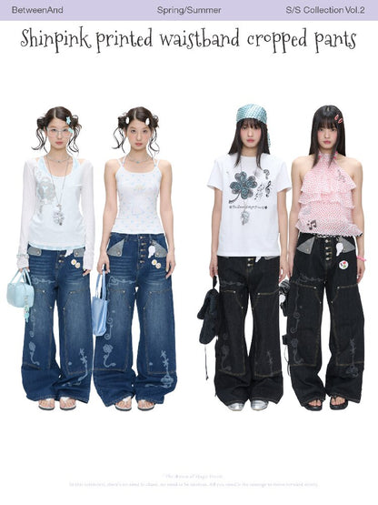 Stud Washed Two Tone Raw Jeans【s0000016398】