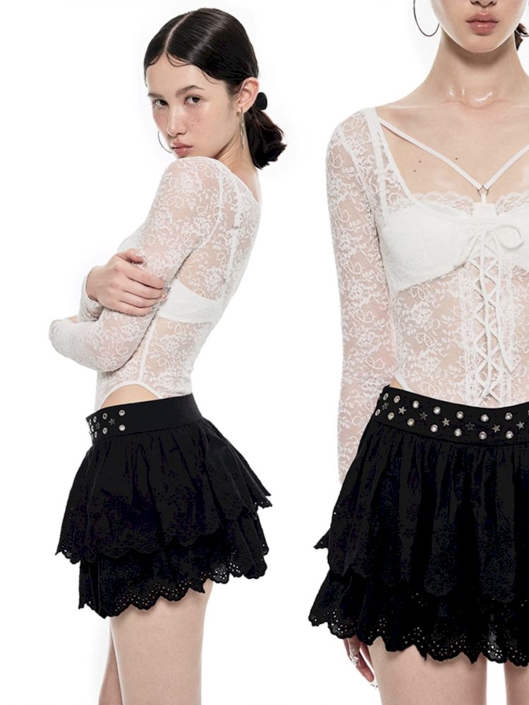 Lace Tie Long Sleeve Bodysuit【s0000009705】