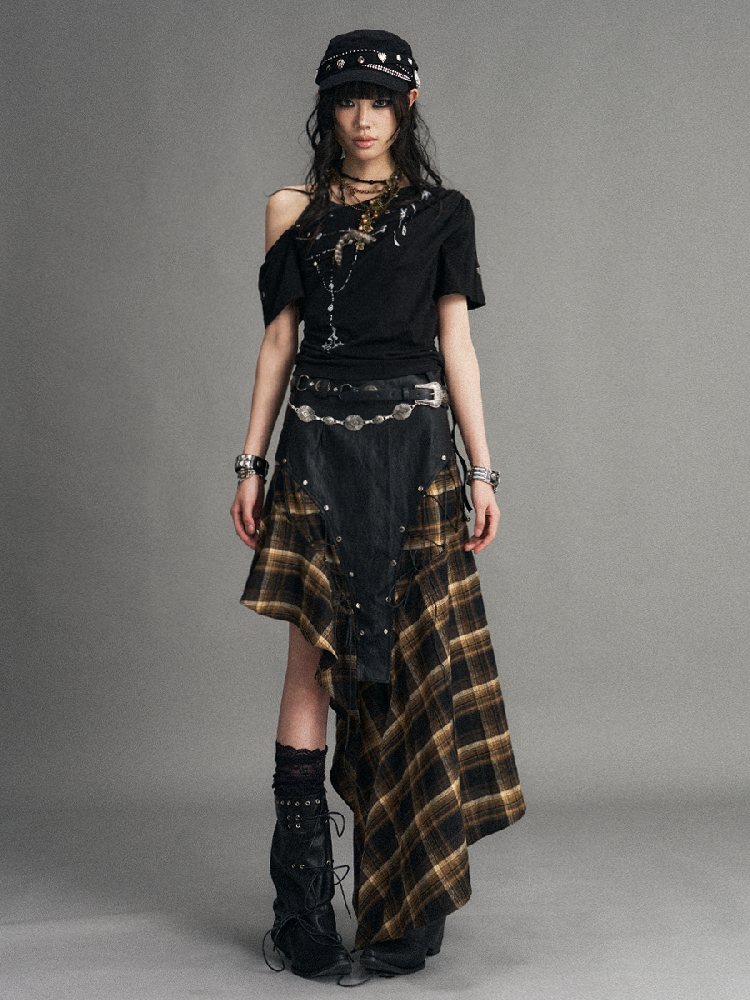 Punk Retro Strappy Plaid Skirt【s0000017534】