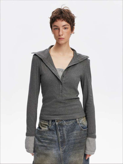 Comfortable Slim Henry Neck Knitted Top【s0000014878】