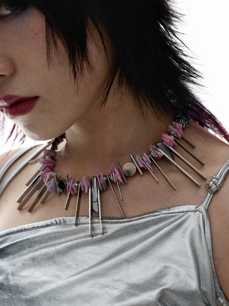Illusory Gravity Shell Futuristic Necklace【s0000018852】