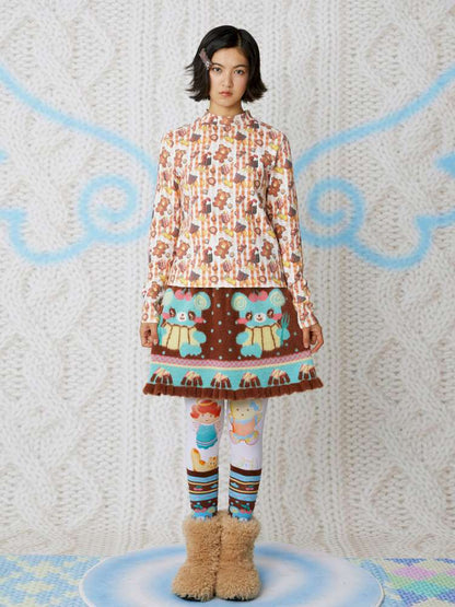 Cookie Print Waffle Base T-Shirt【s0000014856】