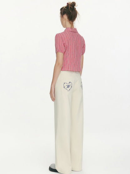 Flower Story Red Plaid Doll Shirt【s0000015687】