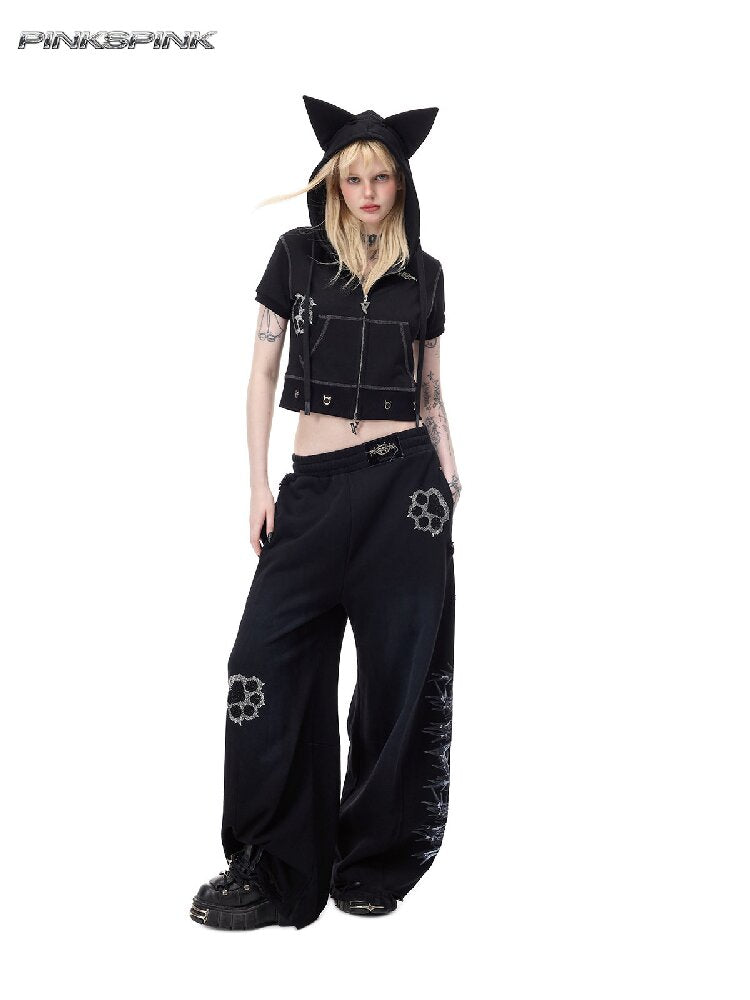 Rhinestone Camo Riveted Sweatpants【s0000017727】