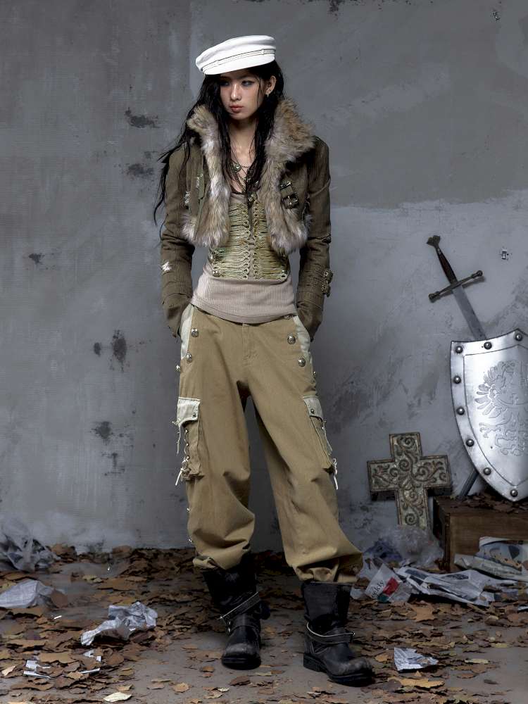 Washed Ripped Gold Filigree Denim Coat【s0000014653】