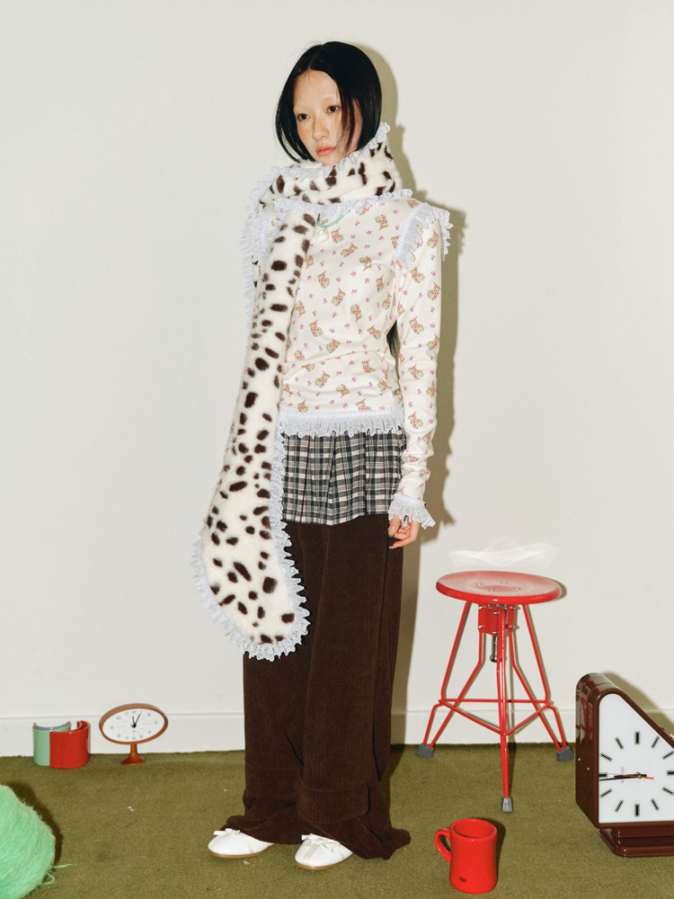 Furry Patterned Faux Fur Lace Scarf【s0000018689】