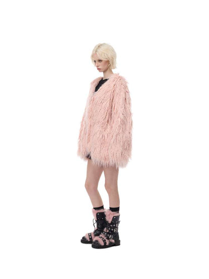Pink Blue Sheep Fur Gal Jacket【s0000015133】