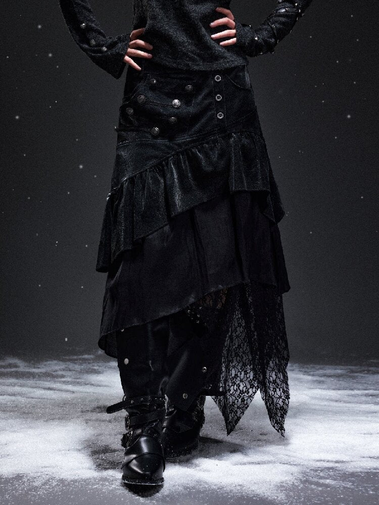 Dark Court Suede Patchwork Skirt【s0000019295】
