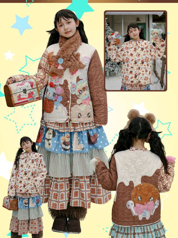 Doll Print Reversible Quilted Jacket【s0000015106】