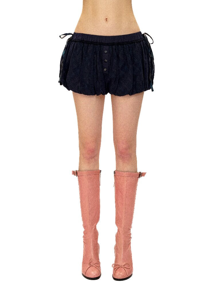 Plaid Panelled Mesh Bud Shorts【s0000016135】
