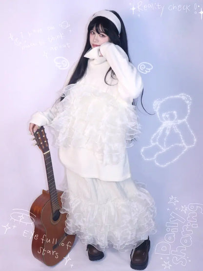 Apricot-Colored Design-Inspired Lace Skirt【s0000014344】