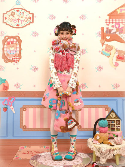 Pink Polar Fleece Lambswool Tote【s0000015576】