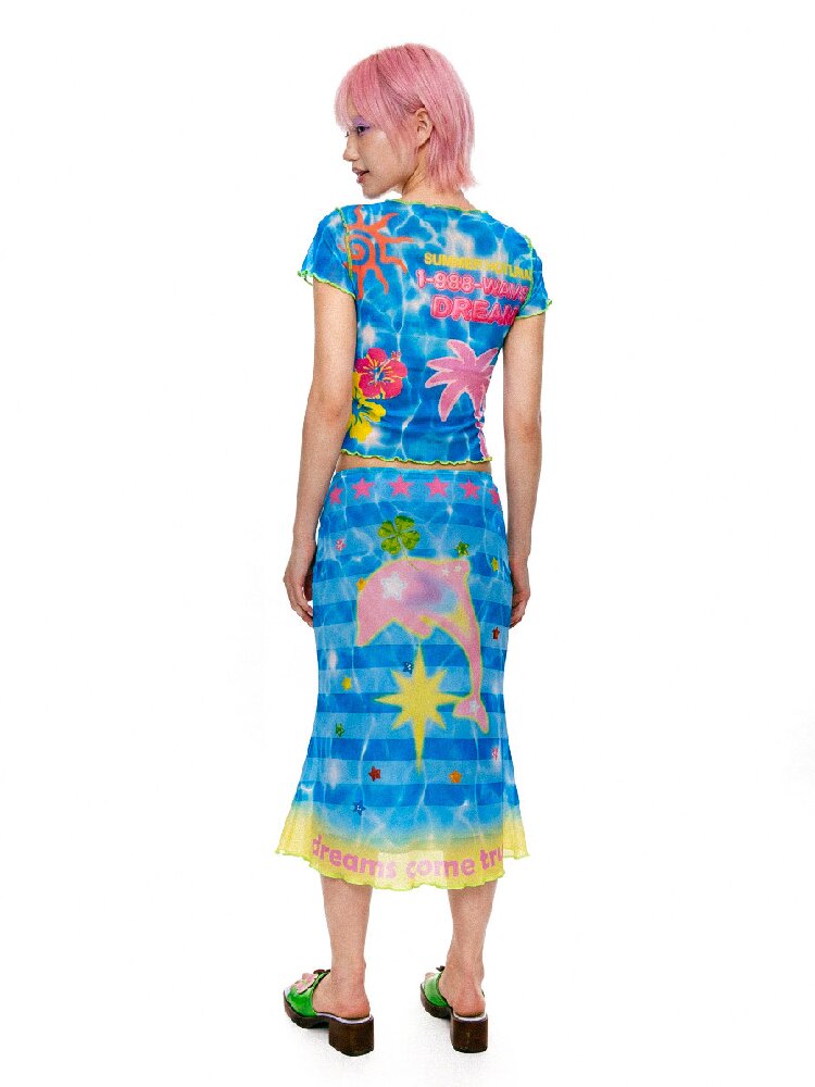 Mesh Short Sleeve Mermaid Dress【s0000017519】