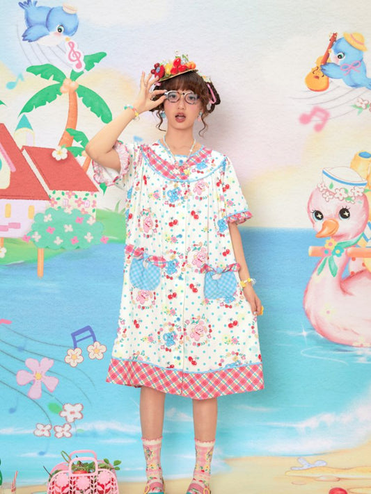Patchwork Red Plaid Girl's Sweetheart Dress【s0000009072】