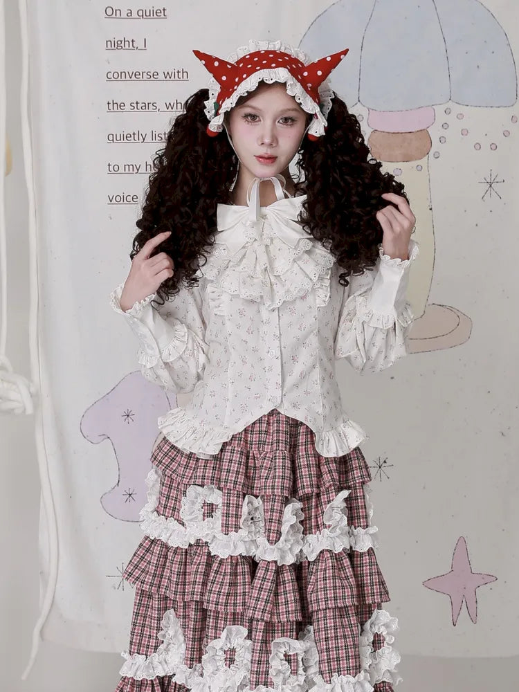 Lolita White Long-Sleeve Floral Blouse【s0000014101】