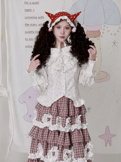 Lolita White Long-Sleeve Floral Blouse【s0000014101】