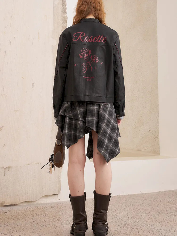 Rose Embroidered Leather Jacket【s0000014080】