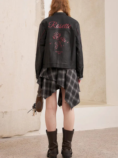 Rose Embroidered Leather Jacket【s0000014080】