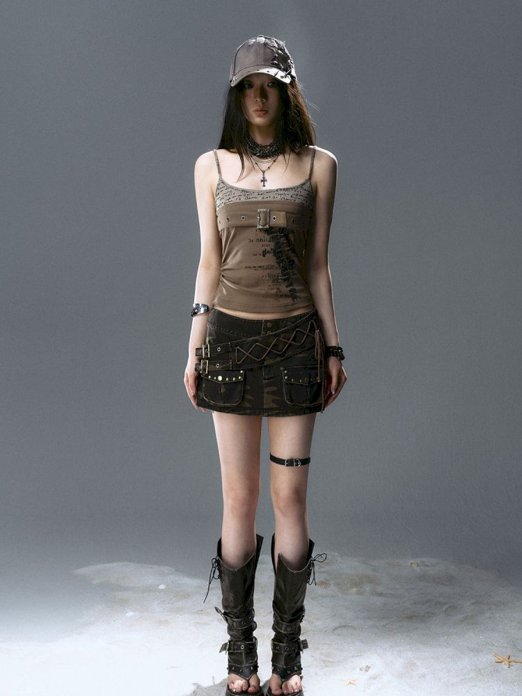 Camouflage Low-Waist Short Skirt 【s0000012803】