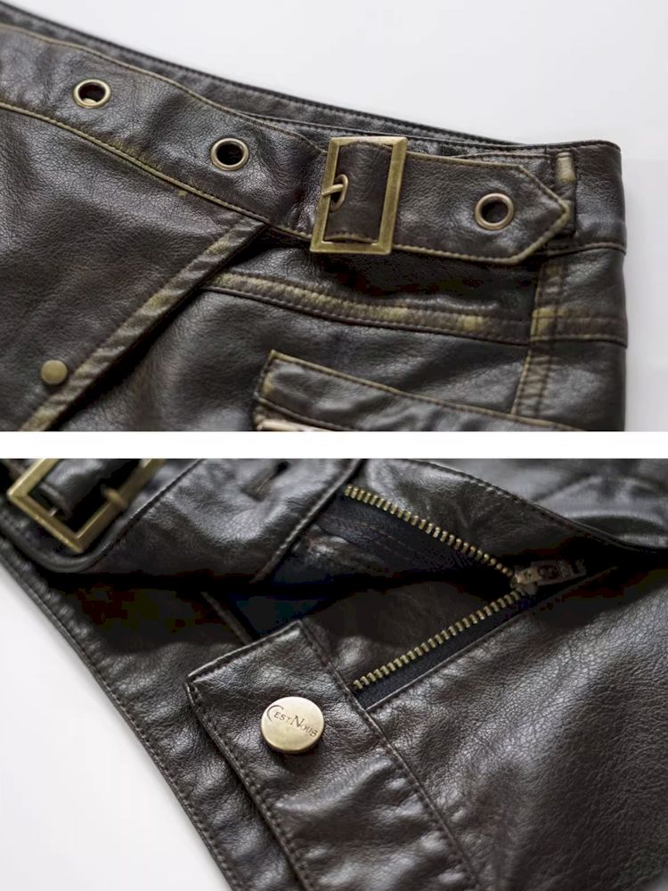 COLOR POCKET LEATHER SHORTS [S0000009913]