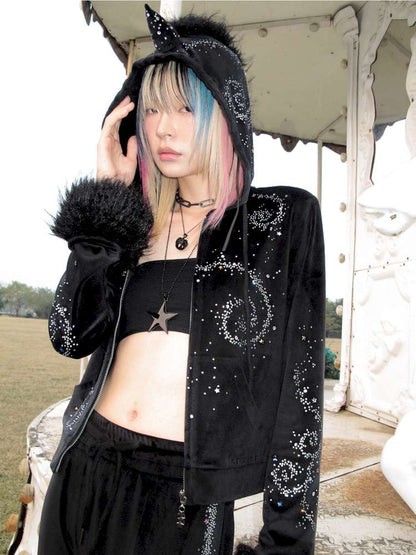 Horse Unicorn Velvet Diamond Coat【s0000015377】