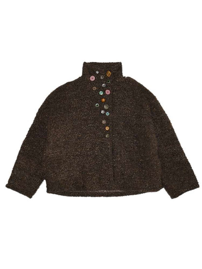Brown Woolen Loose Button Coat【s0000014896】