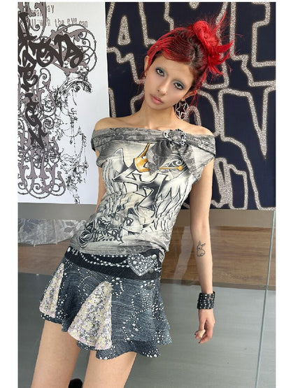 Imitation Denim Patchwork Skirt【s0000018066】