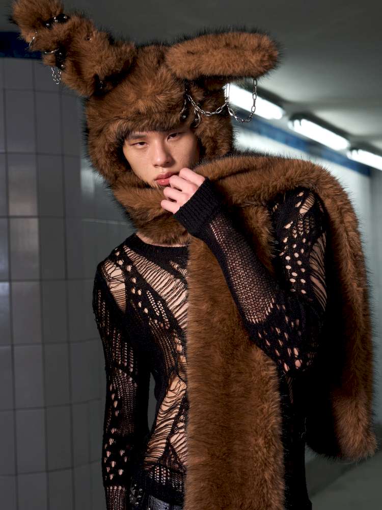 Long Hair Contrast Patch Hat Scarf【s0000014639】