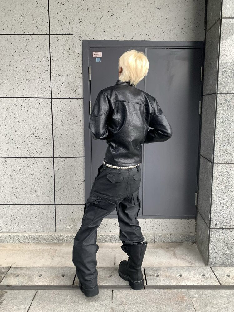 Armor Stand Collar Leather Zip Jacket【s0000018199】