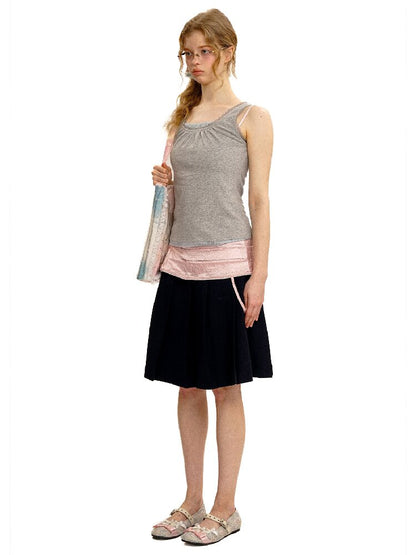 Lace Two-Piece Pleated Tank Top【s0000017408】