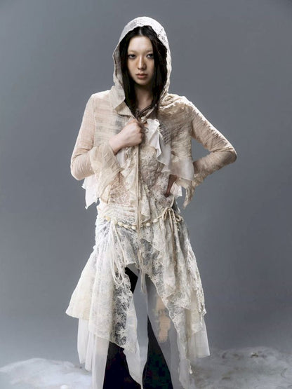 Ruffle Chiffon Cardigan【s0000012624】