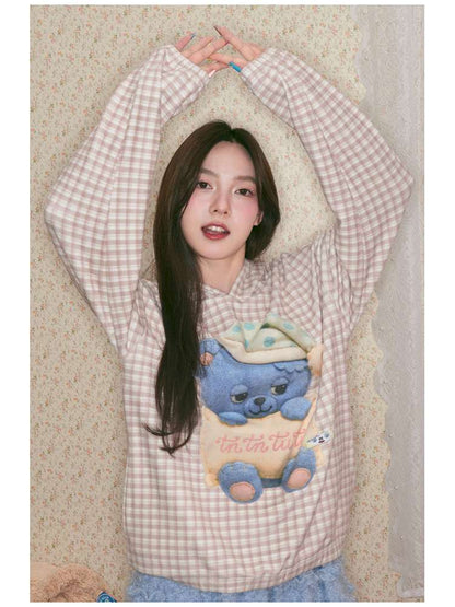 Sleep Bear Suede Hooded Sweatshirt【s0000014509】