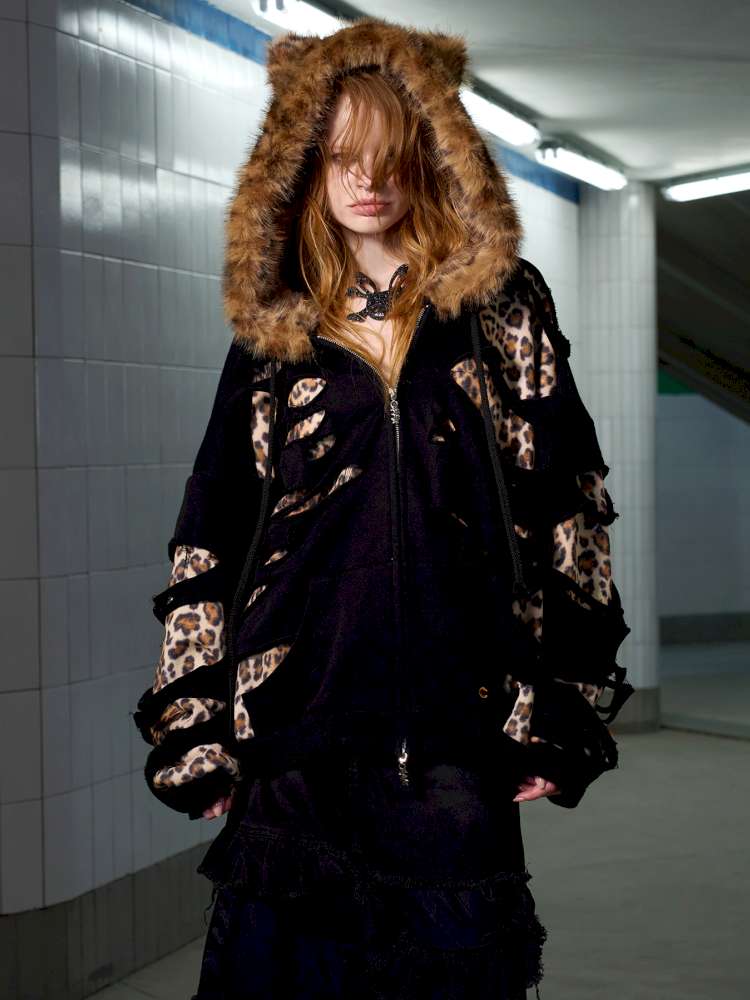 Leopard Print Rip Double Sweatshirt【s0000014646】