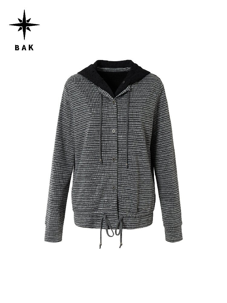 Fake Two-Piece Striped Hooded Cardigan【s0000016257】
