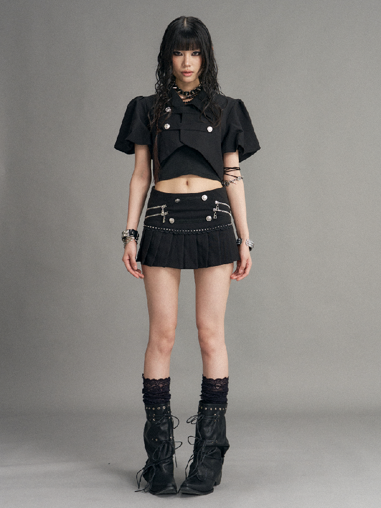 Palace Punk Metal Zipper A-line Skirt【s0000017523】