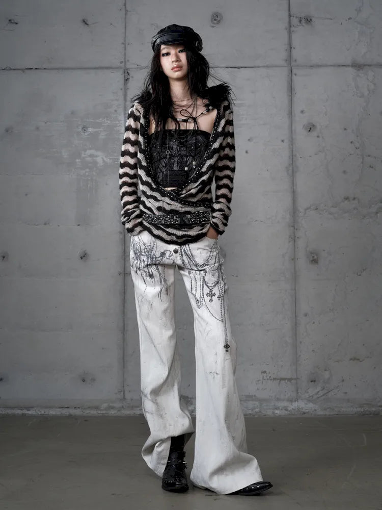 Denim Distressed Wide-Leg Pants【s0000013949】