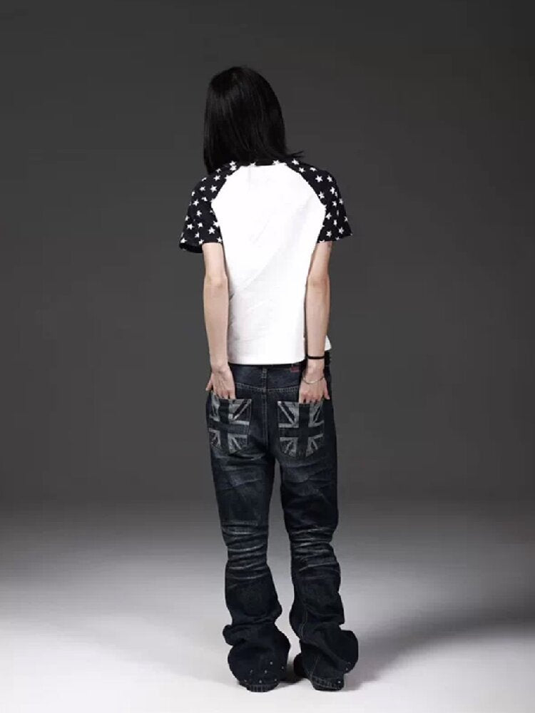 Handmade Bead Curved Knife Jeans【s0000018298】