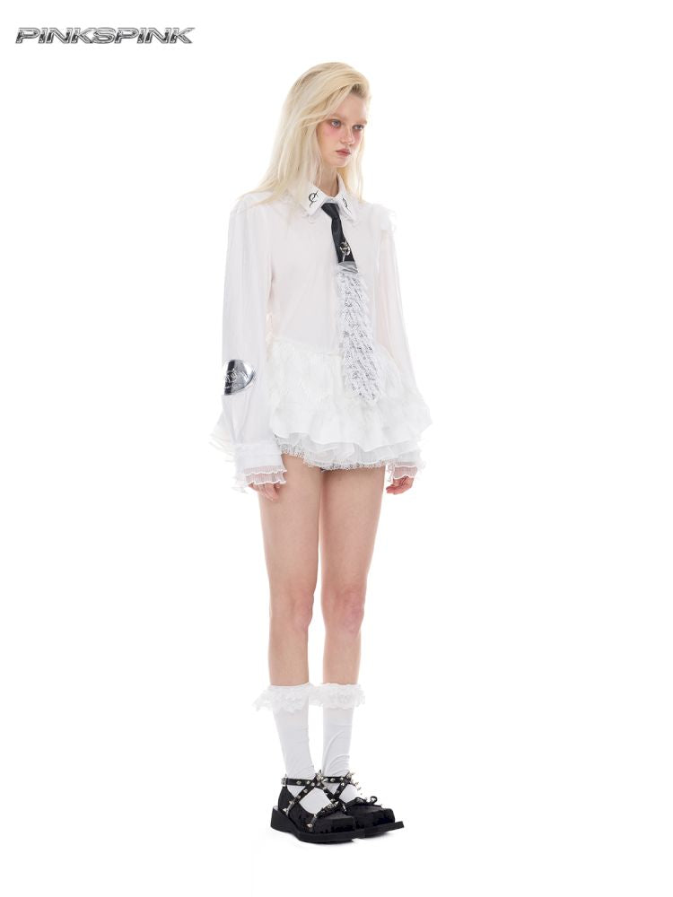 Punk Ballet Lolita White Lace Shirt【s0000012985】