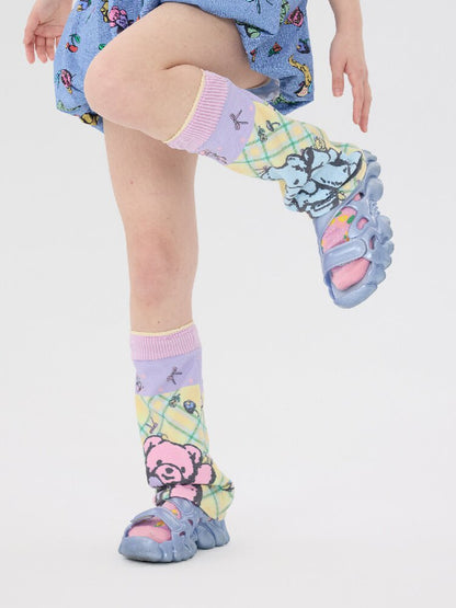 Bear Print Lace Stack Socks【s0000016708】