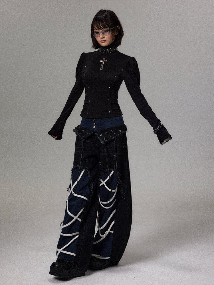 Punk Dark Cross Slim Knit Layer【s0000018493】