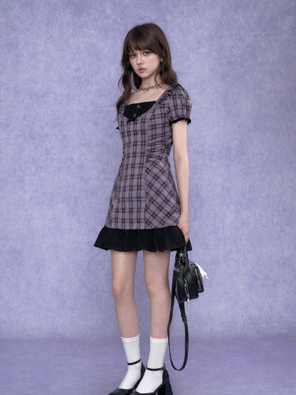 Purple Halter Halter Two Piece Dress【s0000017687】