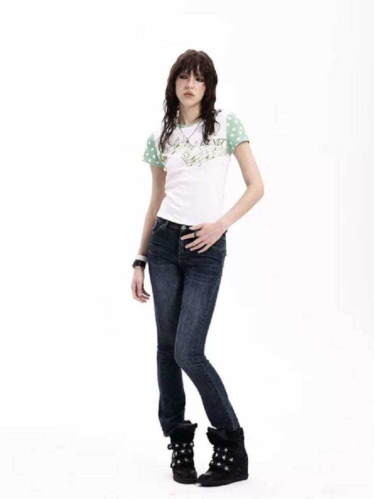 Y2K Rhinestone Musical Note Slim Tee【s0000018286】