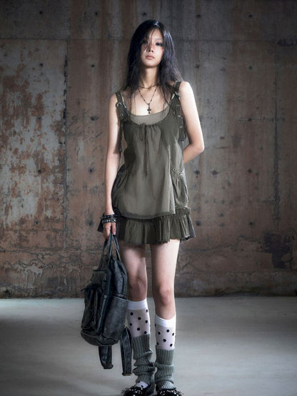 Real two pieces mesh splicing halter dress【s0000013893】