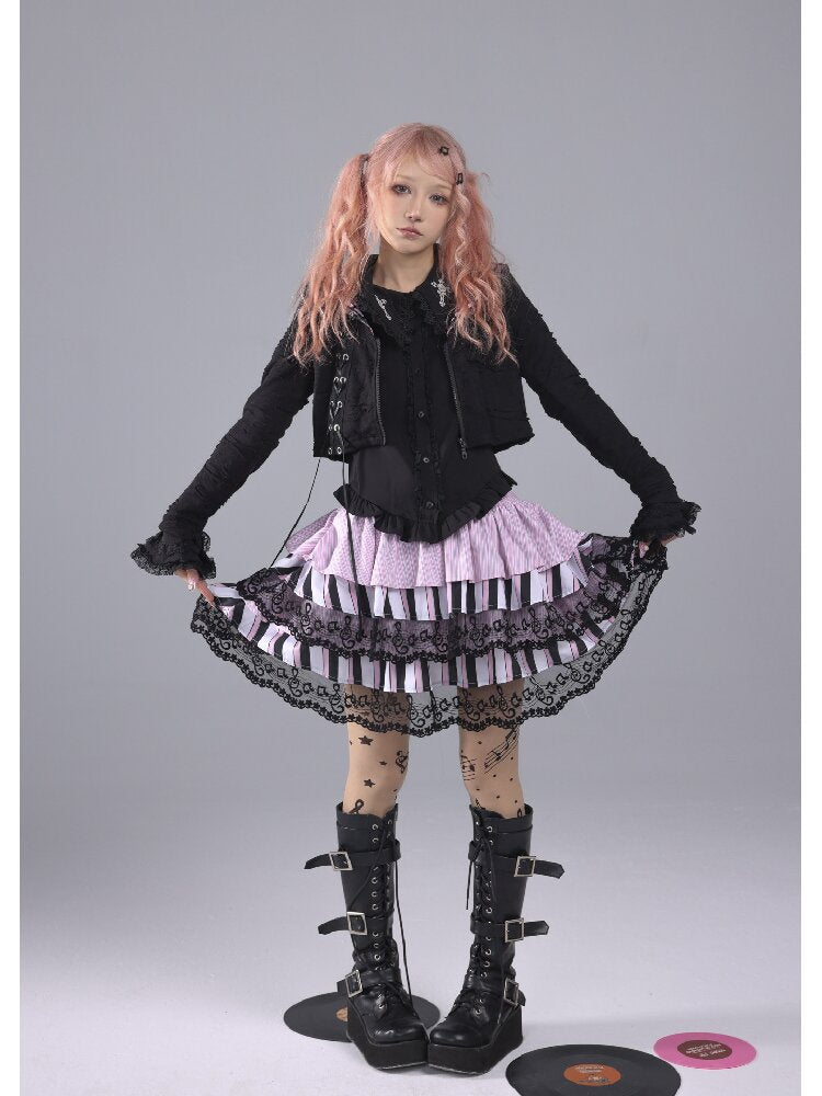 Striped Note Element Puffy Skirt【s0000016225】
