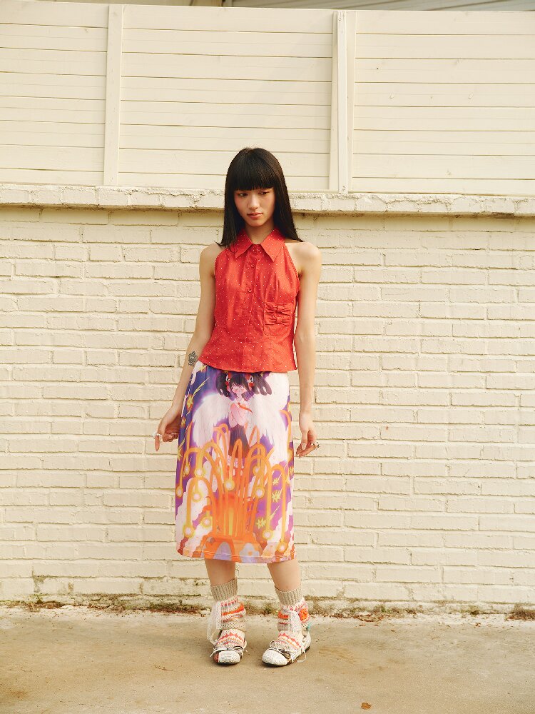 Star Volcano Mesh Pleated Skirt【s0000018697】