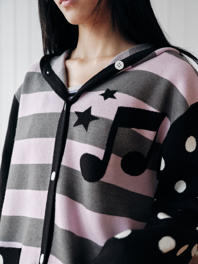 Purple Jacquard Hooded Sweater Top【s0000018708】